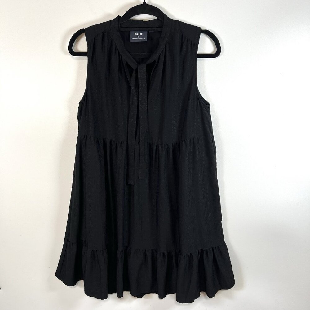 Anthropologie x Maeve Shira Tiered Tunic Dress Women's Size Small Black Casual
